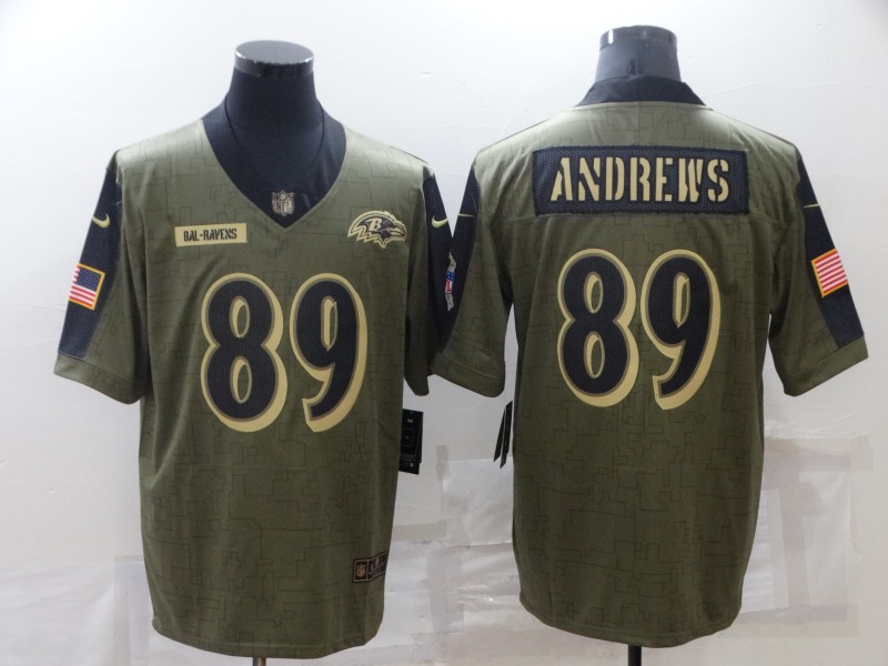 Men Baltimore Ravens #89 Andrews Black Nike Olive Salute To Service Limited NFL jersey